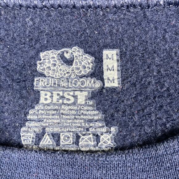 Fruit of the Loom Sweatshirt Mens M Navy Blue NYC Embroidered Crewneck Fleece - Picture 3 of 7